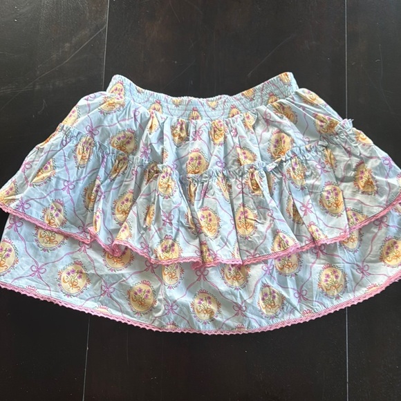 Blue Tiered Mini Skirt with Bubble Style - Picture 2 of 5